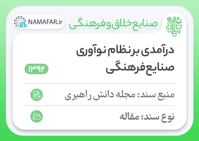 An introduction to the innovation system of cultural industries in Iran