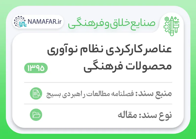 Functional elements of the cultural products innovation system in Iran