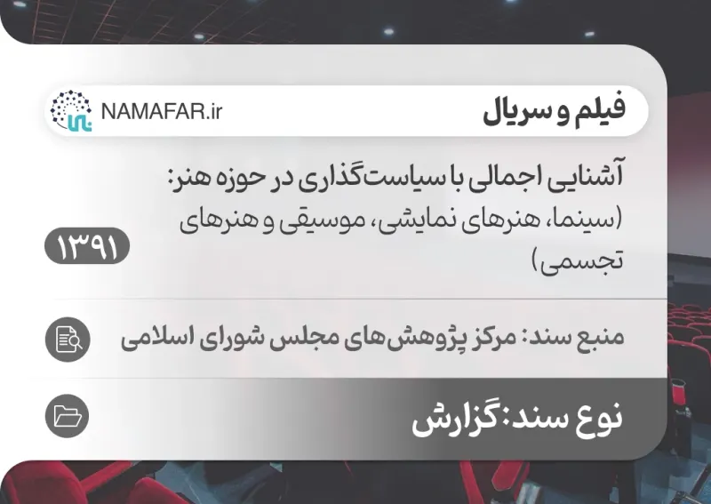 مدخل موجز إلى صنع السياسات في مجال الفن في إيران: (السينما والفنون الأدائية والموسيقى والفنون التشكيلية)